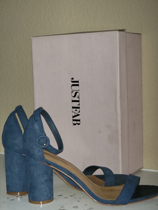 JustFab Shoes - Slate Blue Cylindrical Heel Sandals